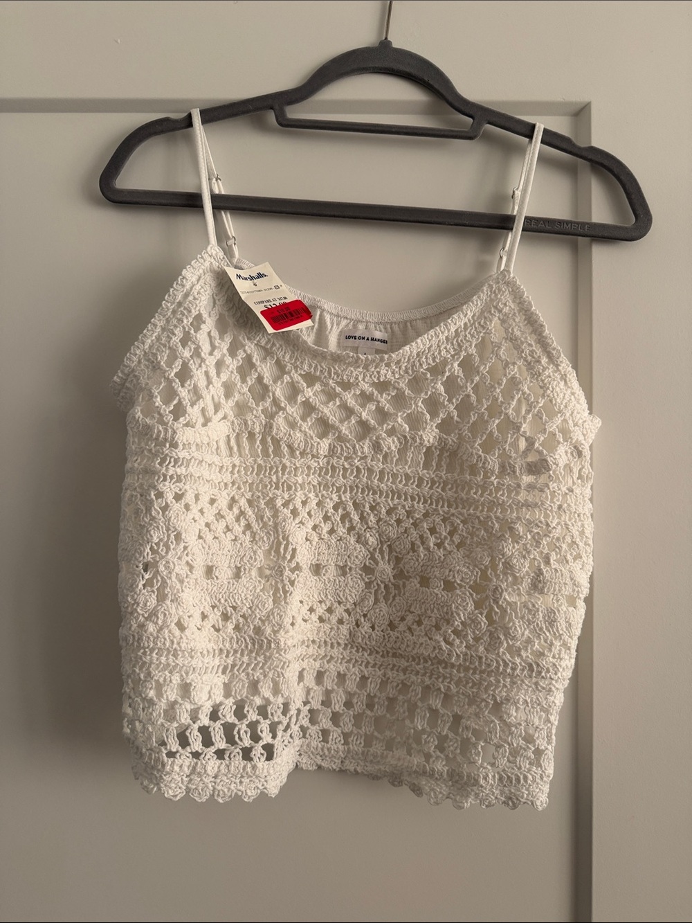 love on a hanger White Crochet Tank - Sleeveless Lace Knit Cami
